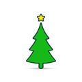 Fir tree color icon. Spruce vector illustration for holiday decaration Royalty Free Stock Photo