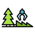 Fir tree cutter icon vector flat