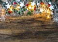 Christmas background with traditional decoration and festive lights