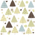 Fir tree doodle forest abstract background Royalty Free Stock Photo