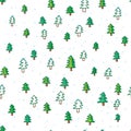 Fir tree draw many seamless pattern