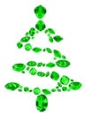 Fir tree from green emerald gems on white