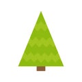 Fir-tree icon. Green triangle simple shape form. Christmas tree. White background. Isolated. Flat design.