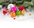 Fir tree and multicolored christmas balls
