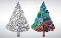 Fir tree in the ornament. vector illustration
