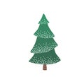 Fir tree with snow texture. Pine xmas vector illustration isolated on white background. Simple flat cartoon green spruce Royalty Free Stock Photo