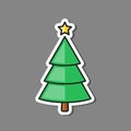 Fir tree sticker icon. Spruce vector illustration for decaration Royalty Free Stock Photo