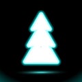 Fir-tree Vector Icon Neon Lamp, Christmas Button For Presentation Design On Black Background. Modern Fluorescent Object.