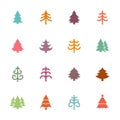 Christmas tree colourful vector icon set Royalty Free Stock Photo