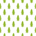 Fir trees on green background. Forest ornament. seamless winter pattern with spruce Royalty Free Stock Photo