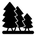 Fir trees growth solid icon, forest industry concept. Vector graphics. Three tree plants, forest plantation sign on Royalty Free Stock Photo
