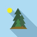 Fir trees icon in flat style Royalty Free Stock Photo