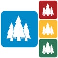 Fir Trees icon set Royalty Free Stock Photo