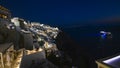 Fira, night city panoramic view, Santorini, Greece