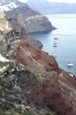 Fira panoramic view. Thira panoramic sea view. Greece Santorini island in Cyclades. - Immagine Royalty Free Stock Photo