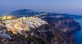 Fira, Santorini island, Greece. Overview of the cliffside town o Royalty Free Stock Photo