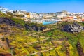 Fira donkey path in Santorini, Greece Royalty Free Stock Photo