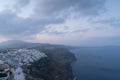 Fira town aerial view at sunrise, Santorini. Royalty Free Stock Photo