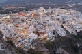 Fira town aerial view, before sunrise, Santorini. Royalty Free Stock Photo