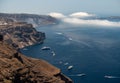 Fira town in Santorini island panoramic view on summer time