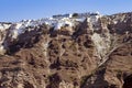 Fira town standing on the volcanic caldera at Santorini island