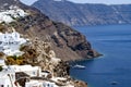 Fira town standing on the volcanic caldera at Santorini island