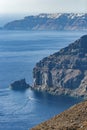 Fira town standing on the volcanic caldera at Santorini island