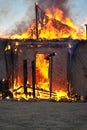 Fire in an abandoned house Royalty Free Stock Photo