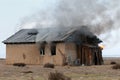 Fire in an abandoned house Royalty Free Stock Photo