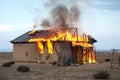 Fire in an abandoned house Royalty Free Stock Photo