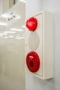 Fire alarm box , press switch ,siren and red light Royalty Free Stock Photo