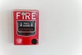 Fire Alarm Call Point on concrete wall Royalty Free Stock Photo