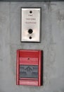Fire alarm and fire fighter telephone on the wall Royalty Free Stock Photo