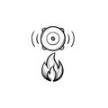 Fire alarm hand drawn sketch icon.