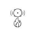 Fire alarm hand drawn sketch icon.