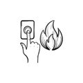 Fire alarm hand drawn sketch icon.