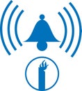 Fire alarm icon, Fire alert icon, Flame glow blue vector icon.