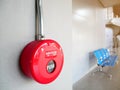 red box Fire alarm manual station on wall in modern office building or factory Royalty Free Stock Photo