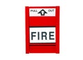 Fire alarm switch box isolated on white background with clipping path and make selection. Royalty Free Stock Photo