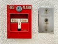 Fire alarm switch on cement wall Royalty Free Stock Photo
