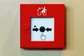 Fire Alarm System Button. Closed-up of Fire alarm press machine. Royalty Free Stock Photo