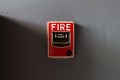 Fire alarm system on the grunge grey wall. Royalty Free Stock Photo
