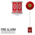 Fire alarm systemmanual pull down type with warning sign on transparent background Royalty Free Stock Photo