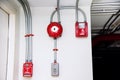 Fire alarm system in the parking lot with a red light bell Royalty Free Stock Photo