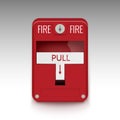 Fire alarm system. Pull danger fire safety box. Break red alarm equipment detector safe detector Royalty Free Stock Photo