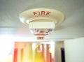 Smoke detector mounted on roof in apartment