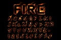 Fire alphabet on black background