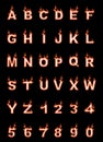 Fire alphabet, cartoon-style, simple orange