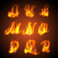 Fire alphabet. Vector.