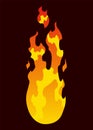 Fire animation sprite. Red and orange fire flame. Hot flaming element for game animation. Vector icon in cartoon style Royalty Free Stock Photo